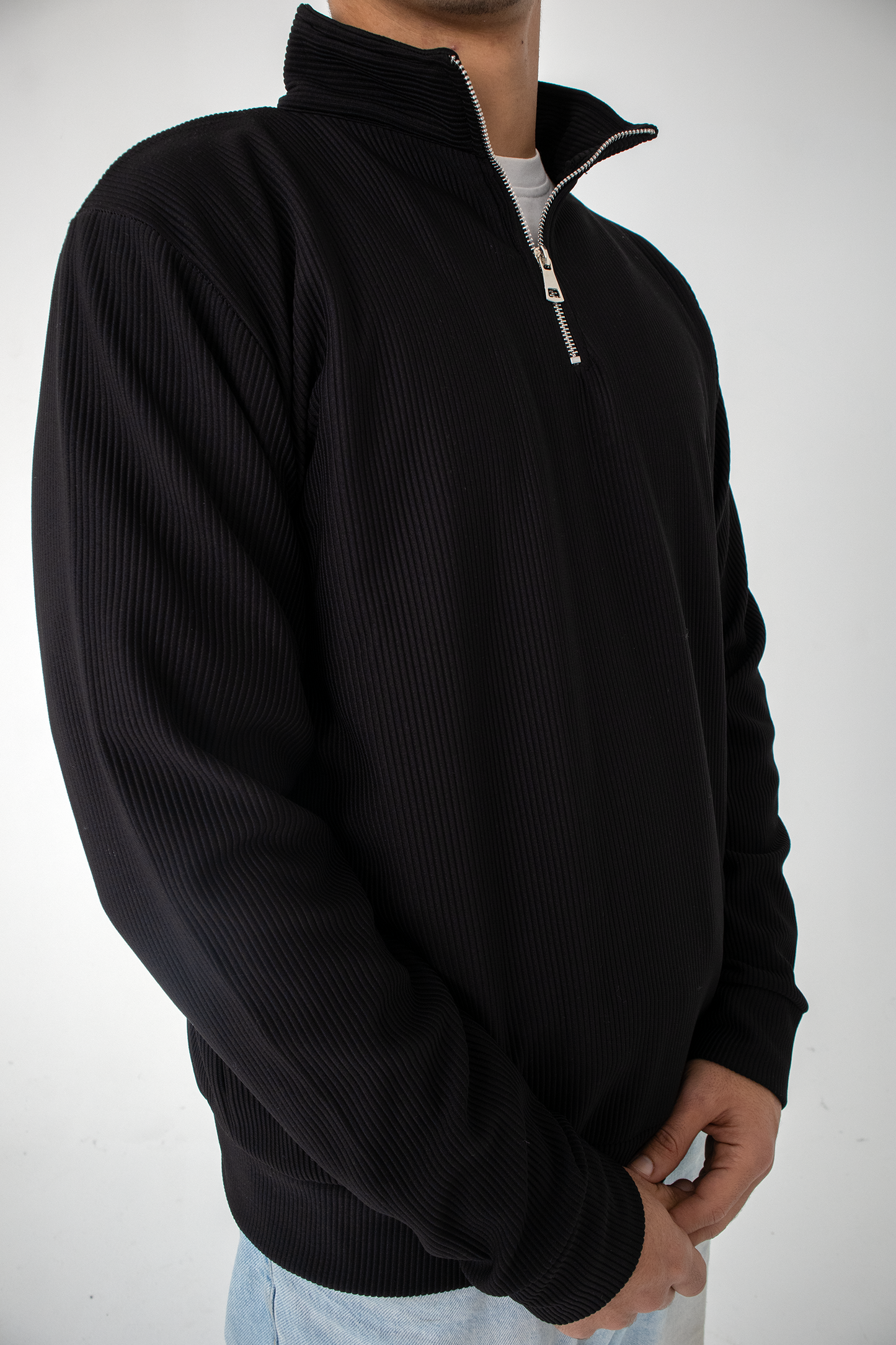 Jet Black Rib Quarter-Zip