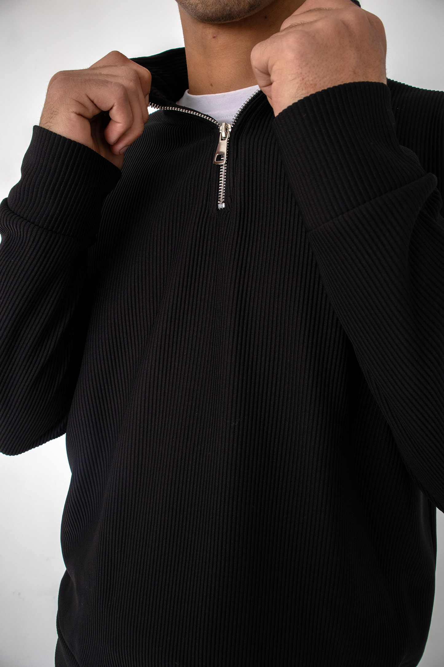 Jet Black Rib Quarter-Zip