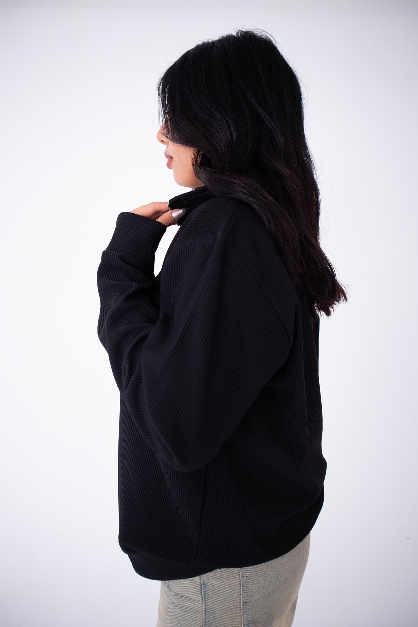 Jet Black Rib Quarter-Zip